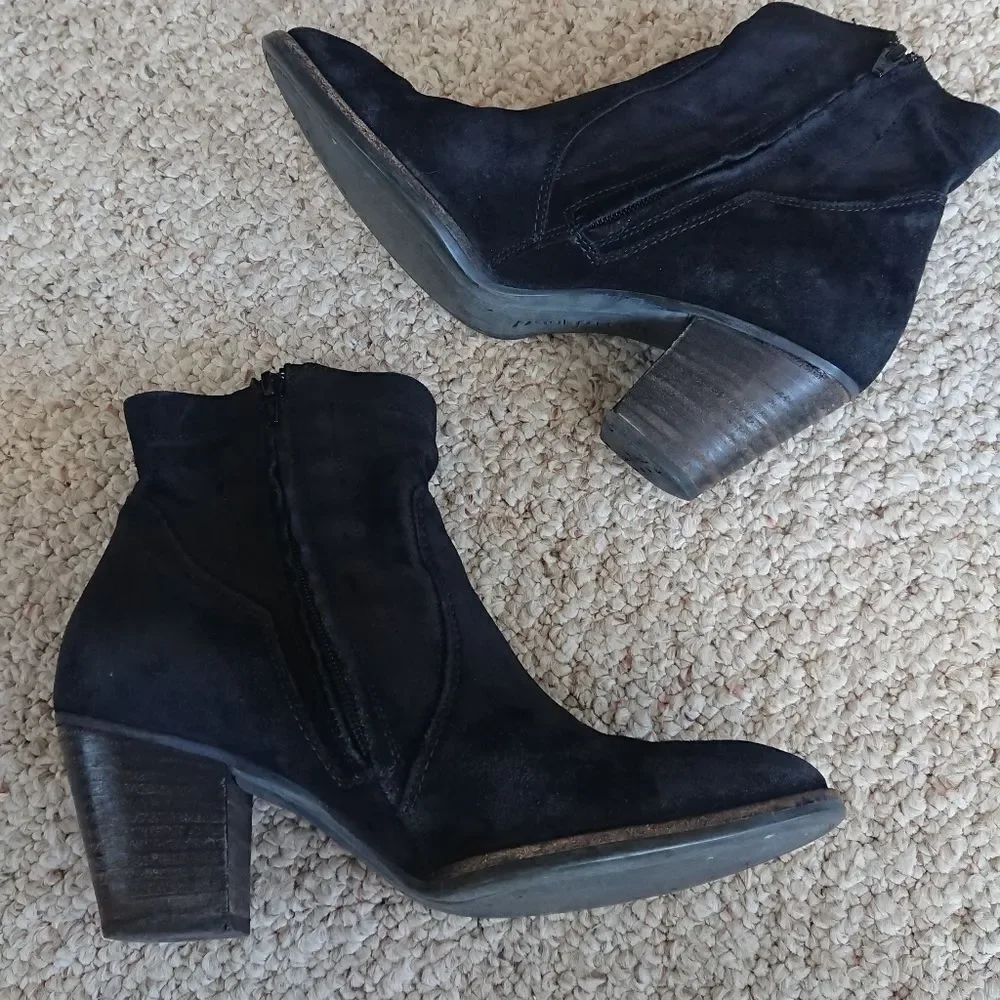 Paul Green Jax Black Suede Ankle Boots size 8.5